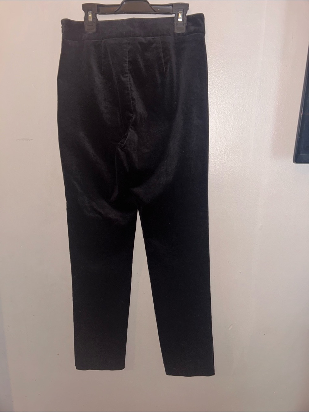 Talbots Pants - black velvet flat front skinny w/ankle slits - Picture 8 of 12